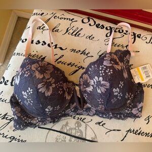 Just be...Lace Bra Padded Purple and Pink Size 36C NWT
